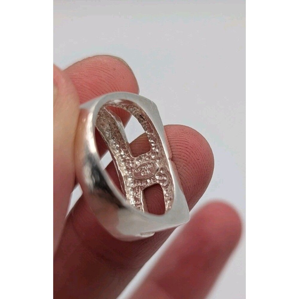 Vintage 925 Signed Stamped Sezgin Turkey Sterling Silver Modernist Ring Signet image 7